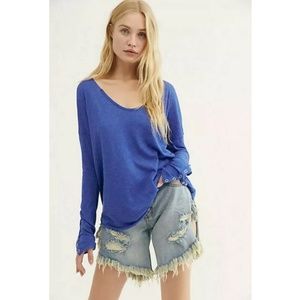 FREE PEOPLE We The Free Sienna Tee Blue︱Size S